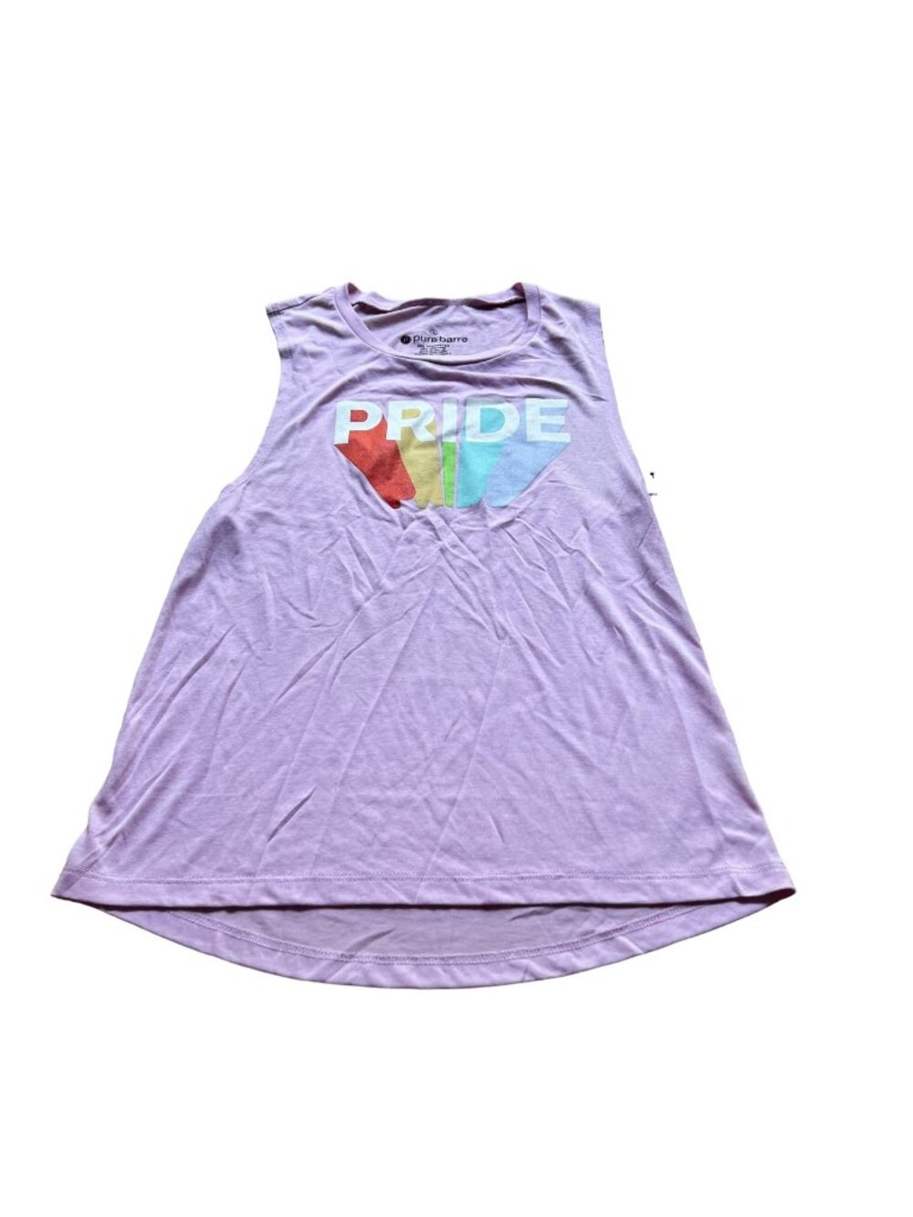 Pure Barre Size S NEW Lilac Purple Pride Flag Sleeveless Crew Neck Tank Top